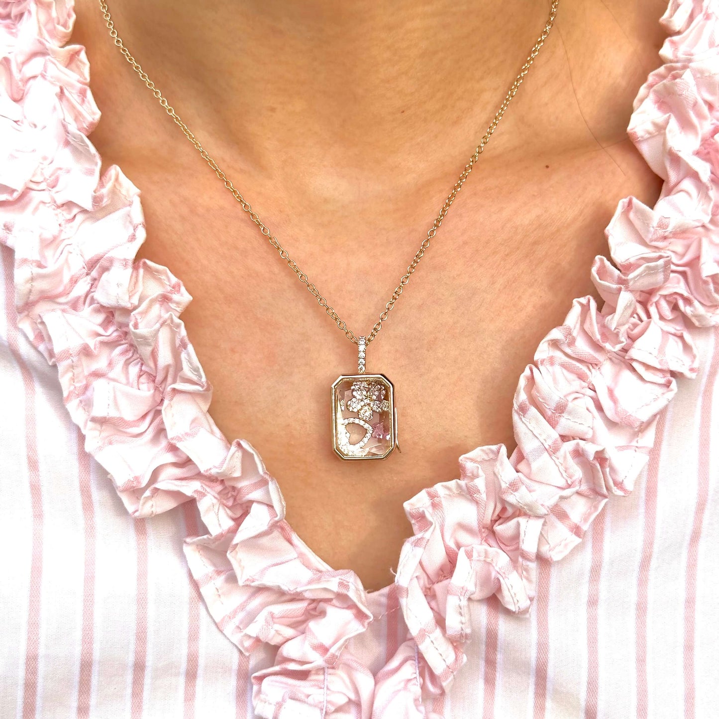 Personalized Octagon Charm Box Necklace