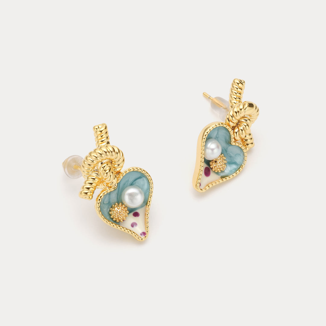 Heart Oil Painting Earrings