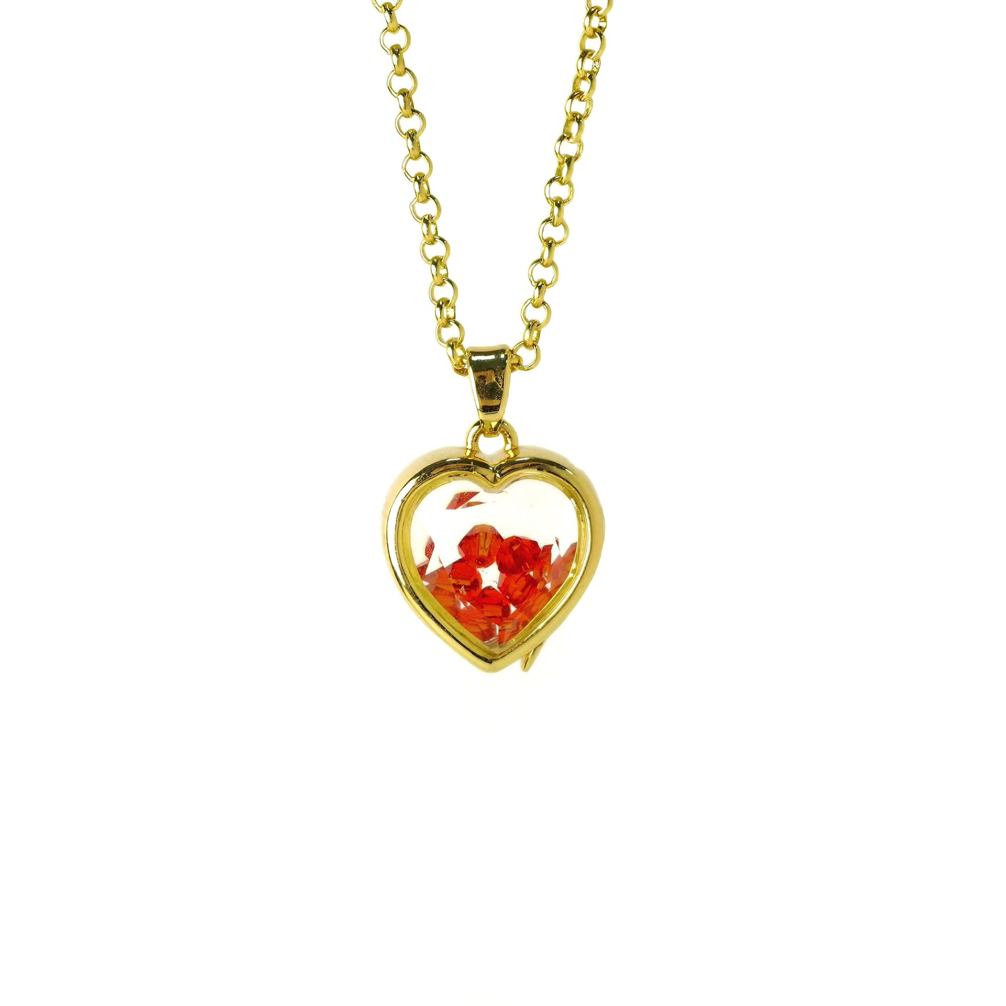 Personalized Crystal Bead Mini Heart Locket Necklace