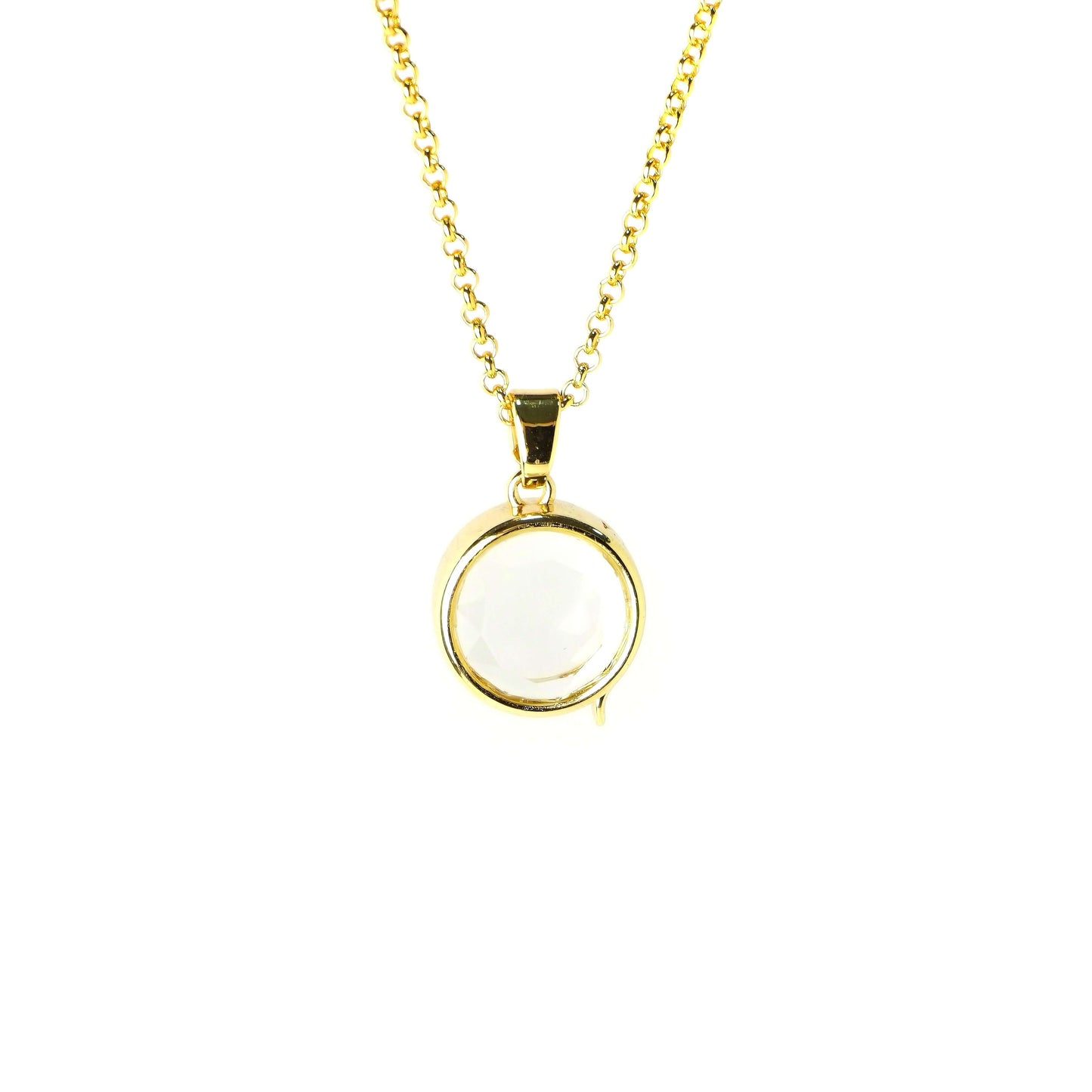 Personalized Crystal Bead Mini Round Locket Necklace