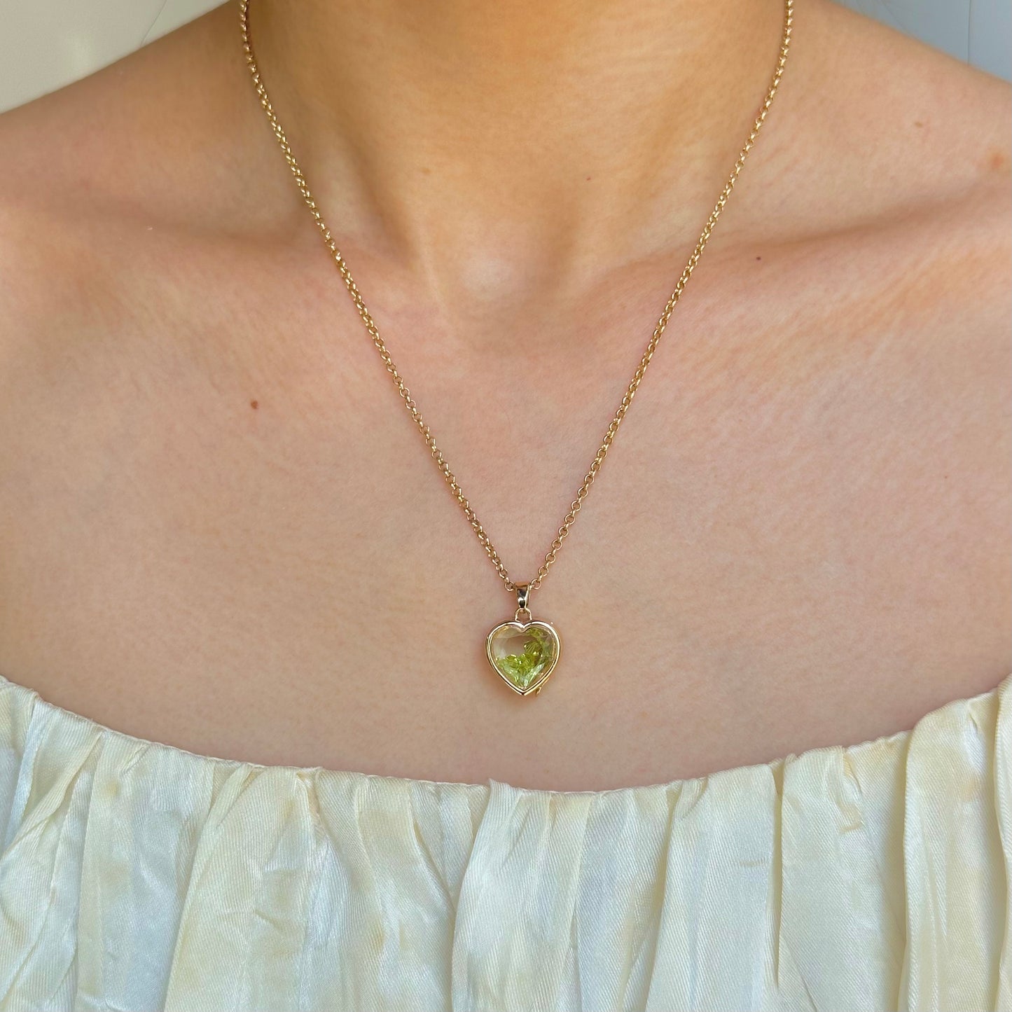 Personalized Crystal Bead Mini Heart Locket Necklace