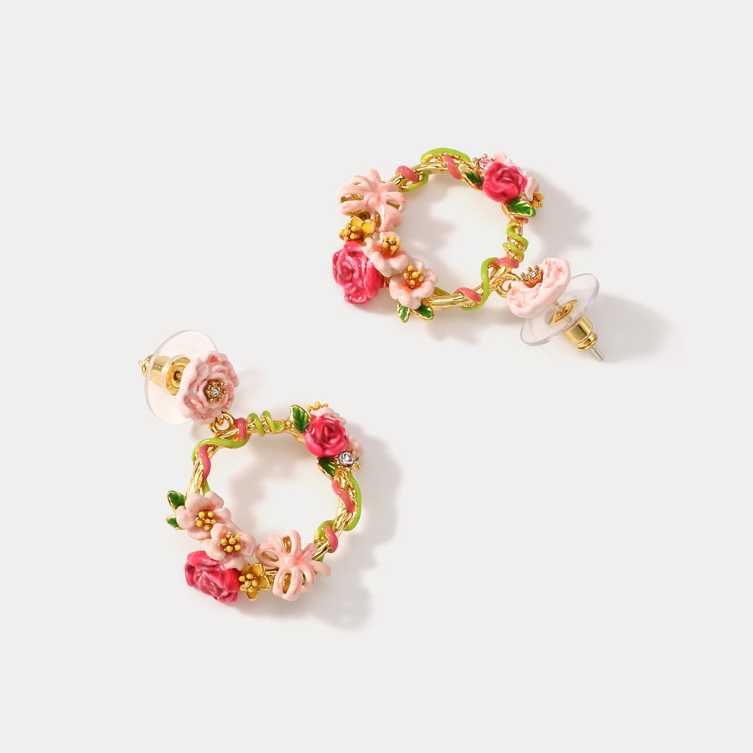 Garden Flower Hoop Earrings