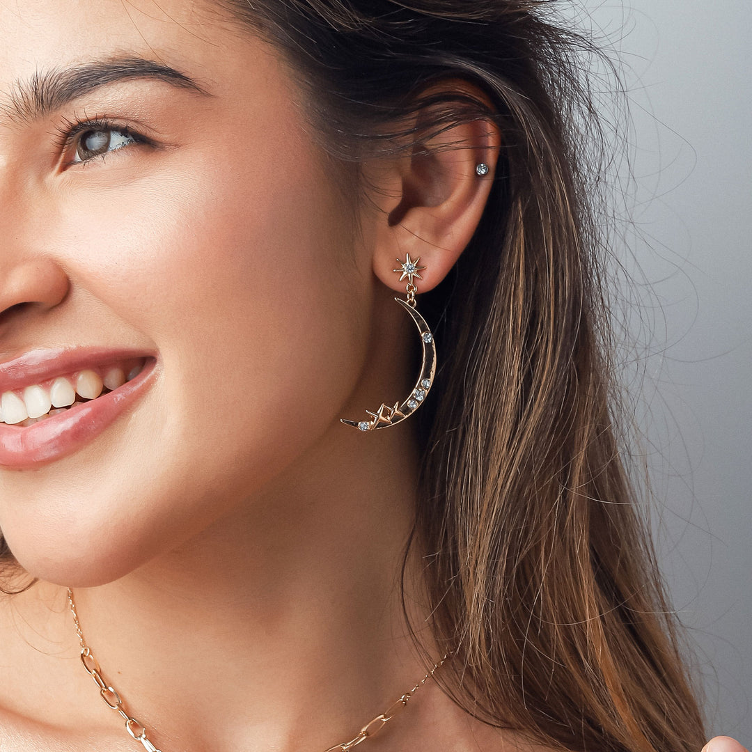 Moon Star Diamond Earrings