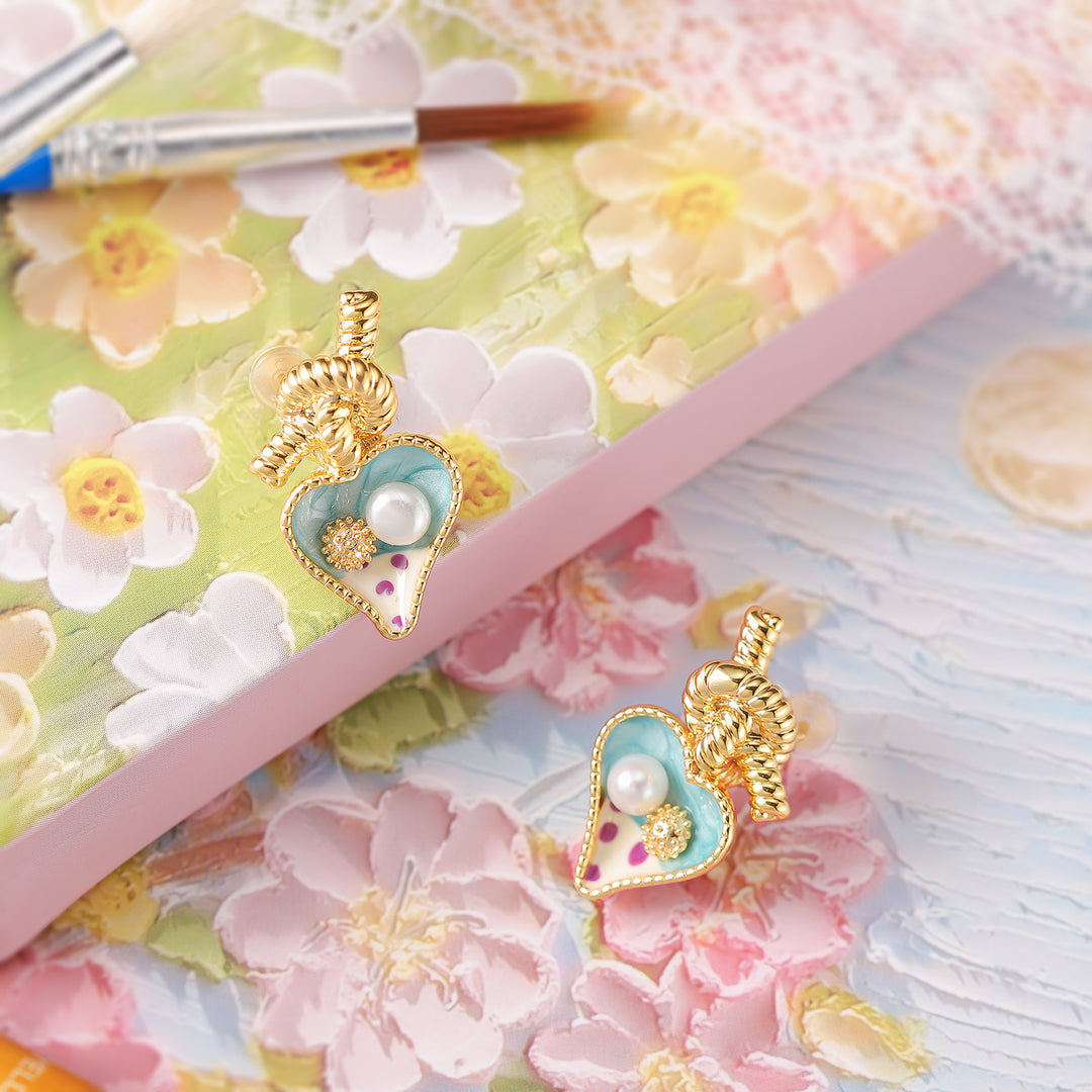 Heart Oil Painting Earrings