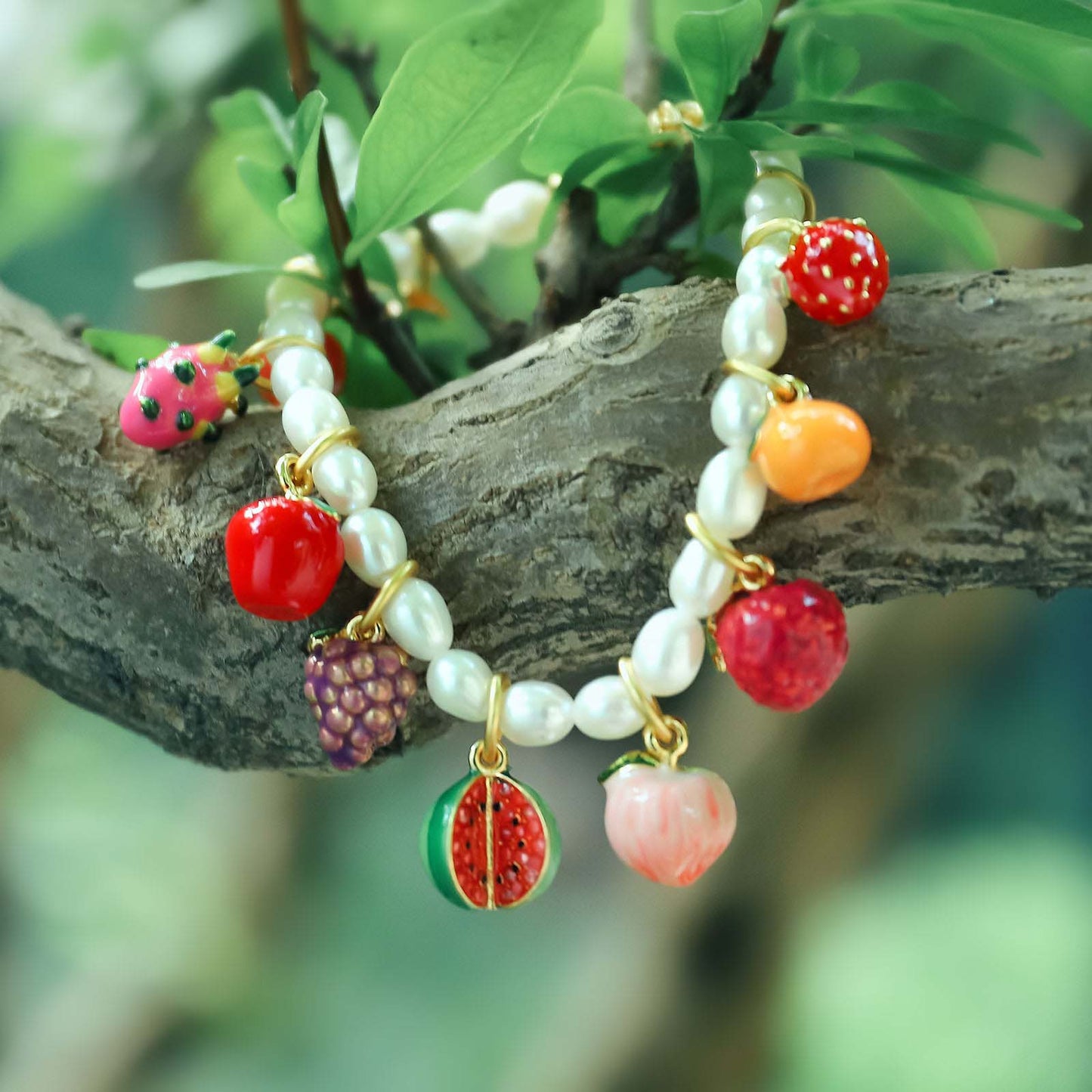 Personalized Fruit Bracelet With Pearls