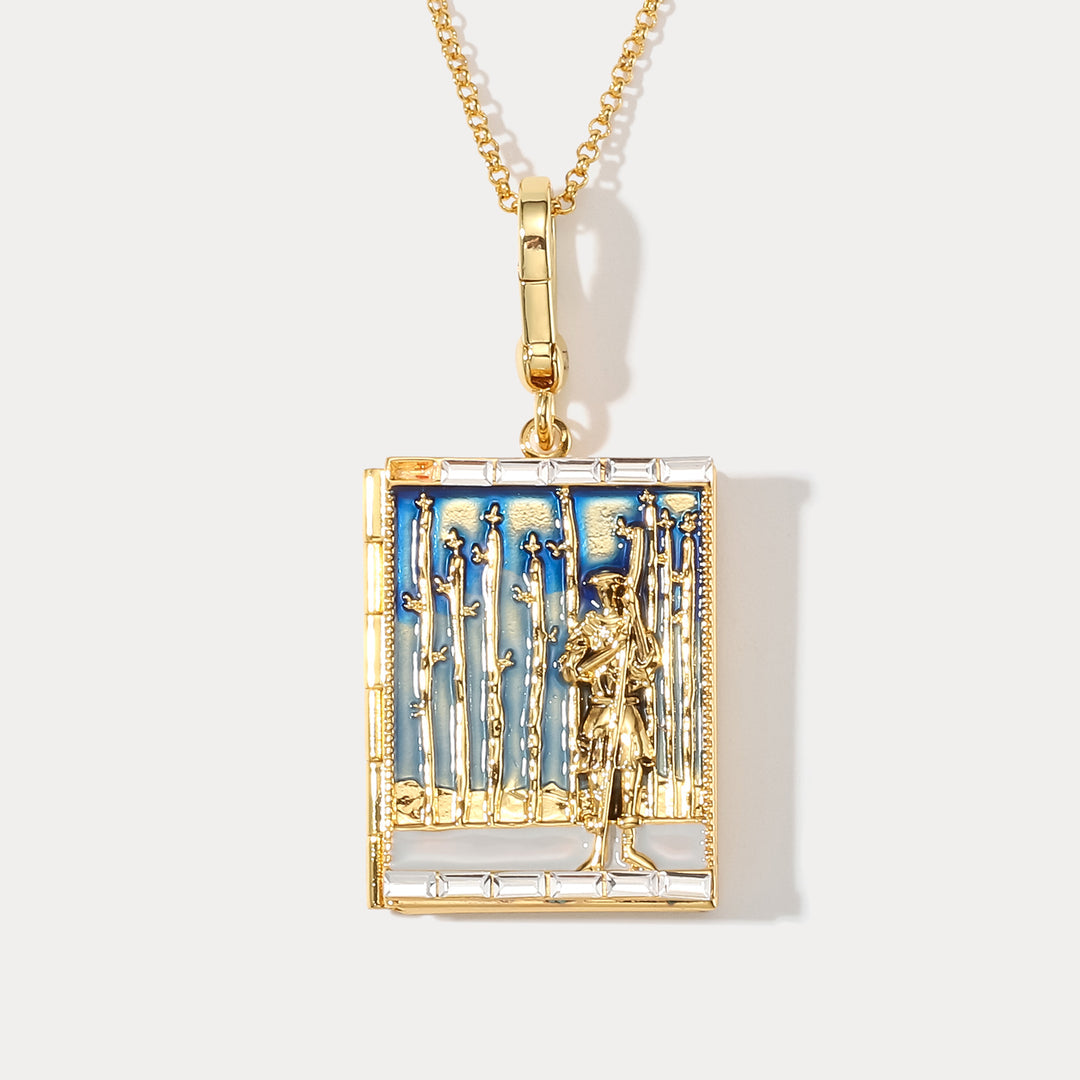 Tarot Locket Pendant - Nine of Wands