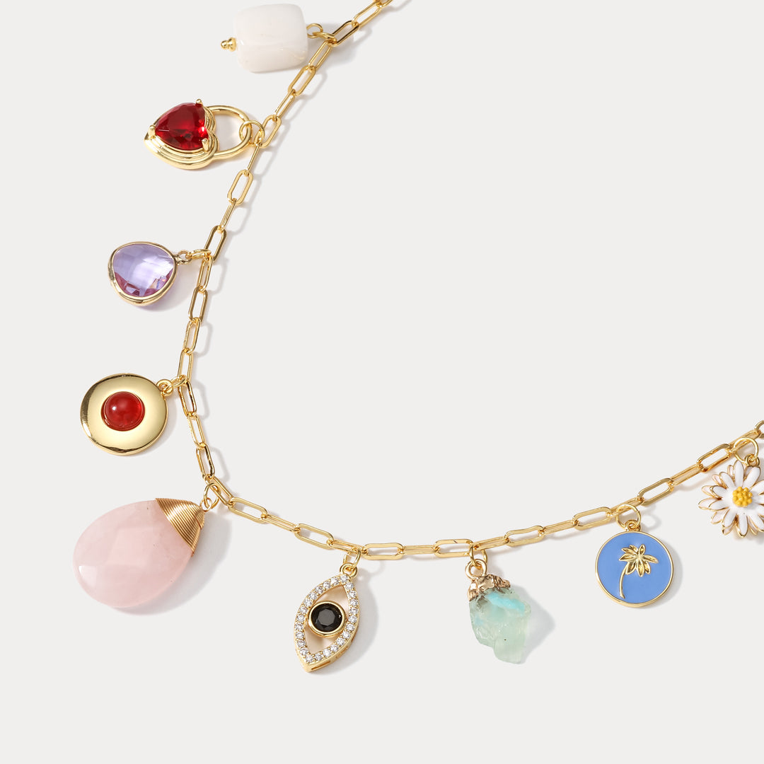 Evil Eye Heart Daisy Necklace