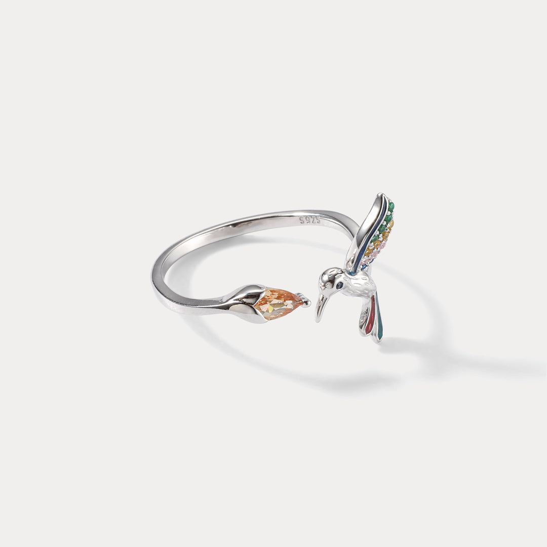 Silver Hummingbird Ring