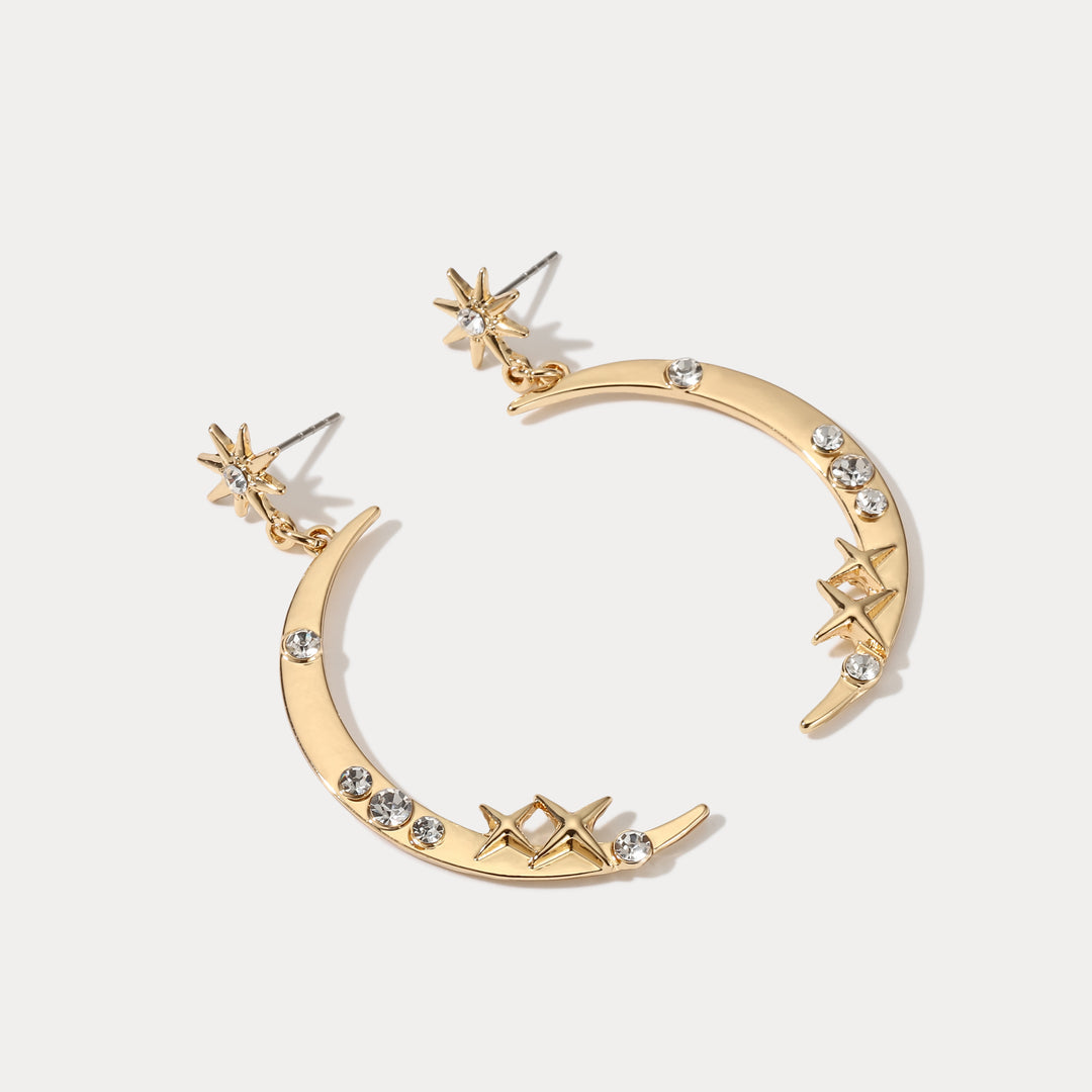 Moon Star Diamond Earrings