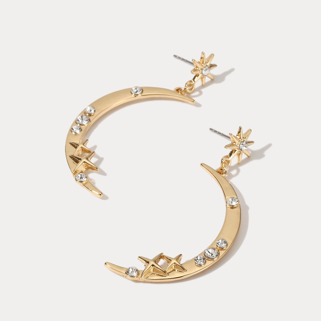 Moon Star Diamond Earrings