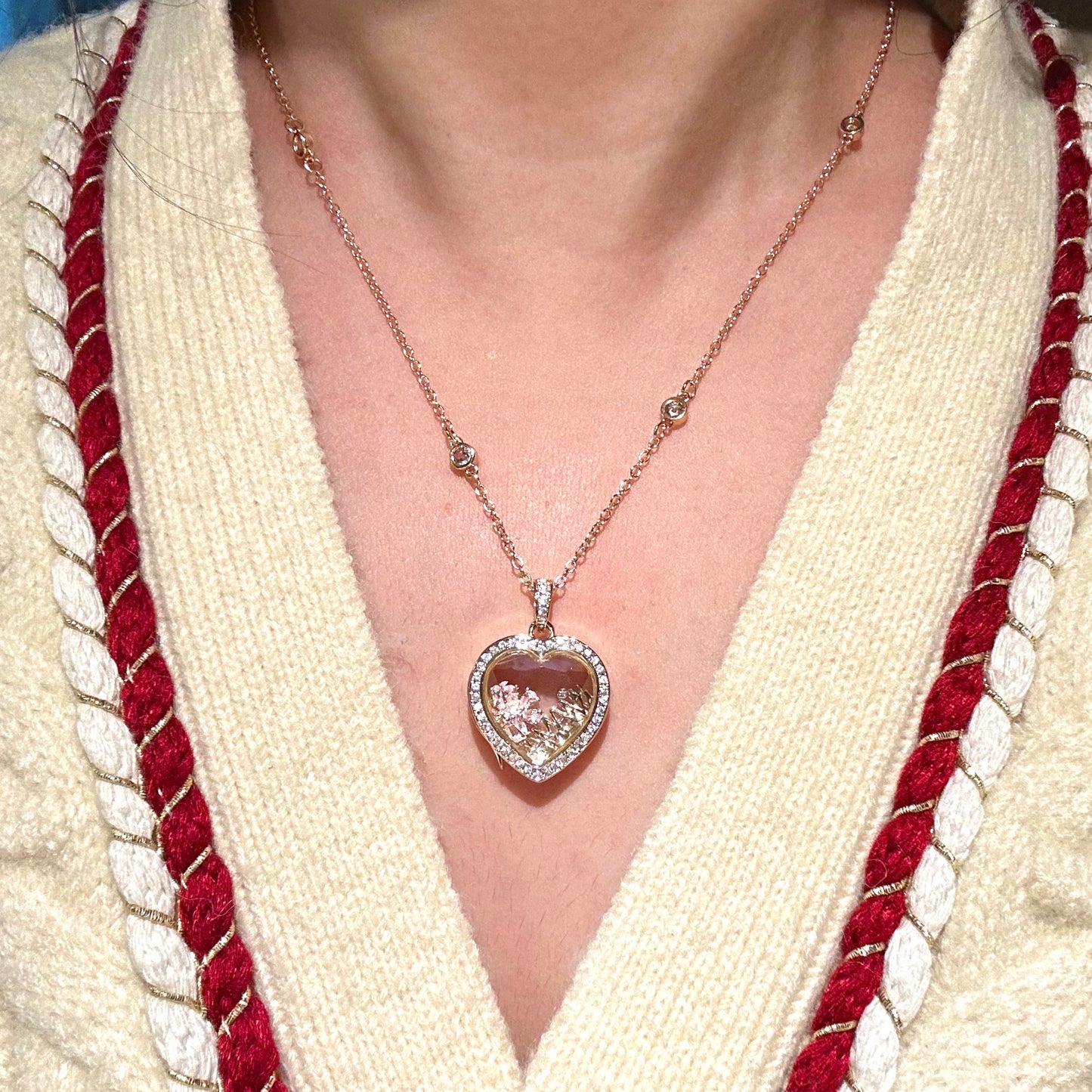 Personalized Radiant Heart Charm Box Necklace