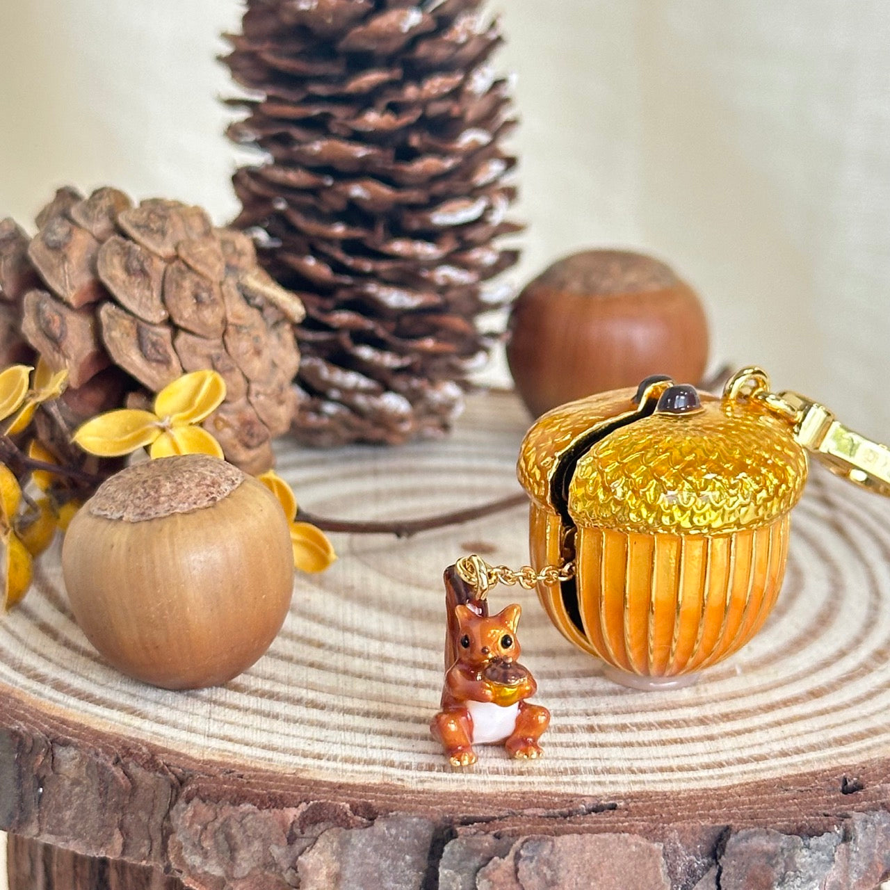 Acorn Squirrel Locket Pendant