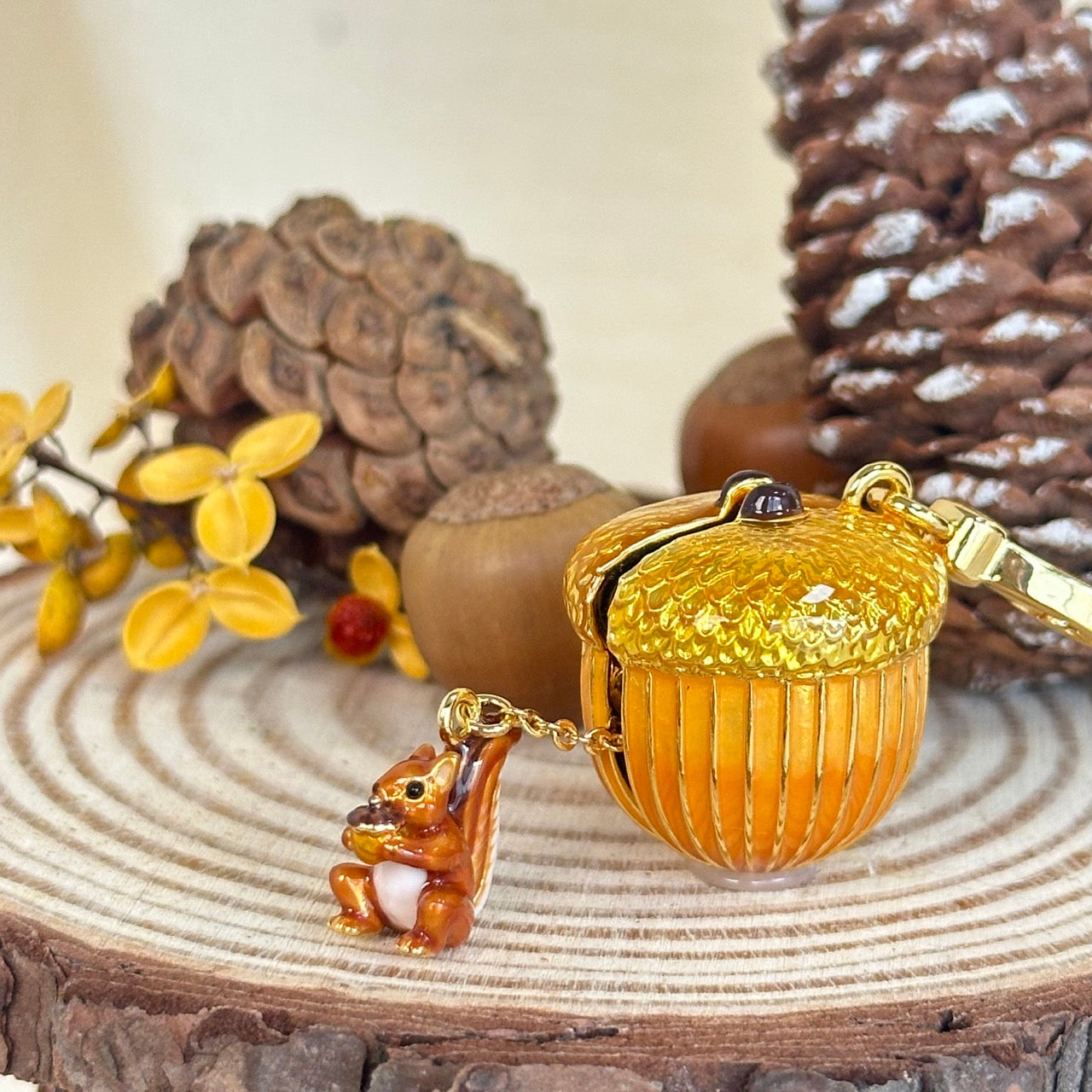 Acorn Squirrel Locket Pendant