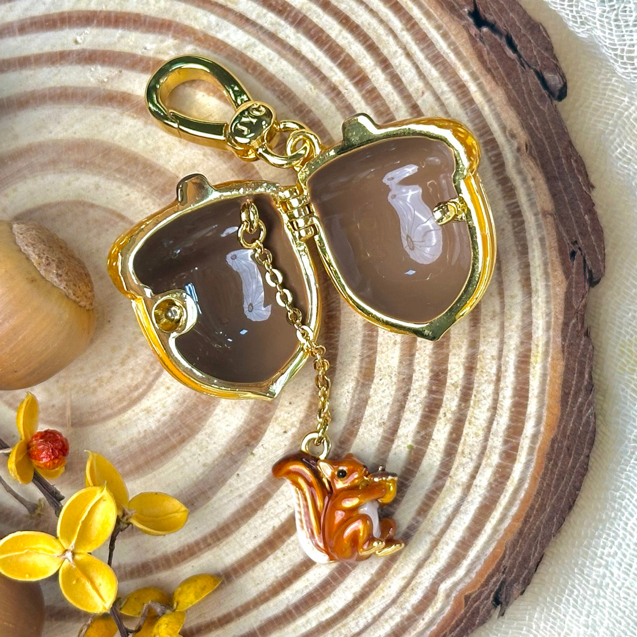 Acorn Squirrel Locket Pendant
