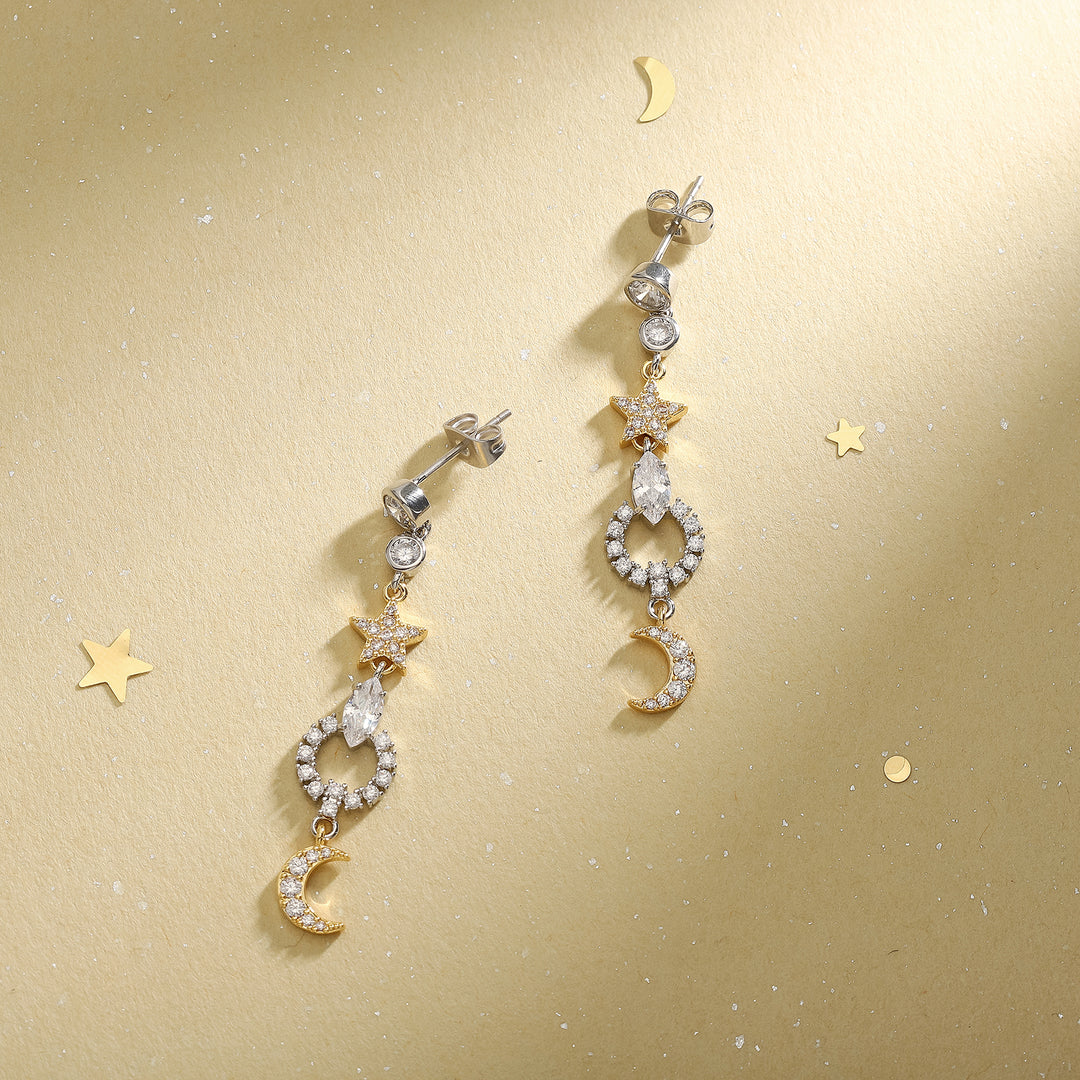 Moon Star Dangle Earrings