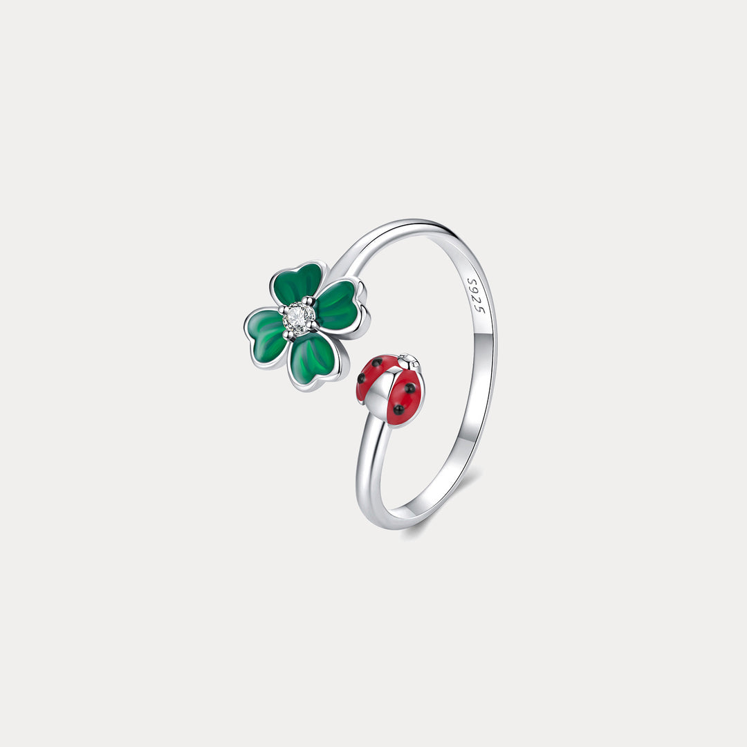 Four Leaf Clover Ladybug Ring