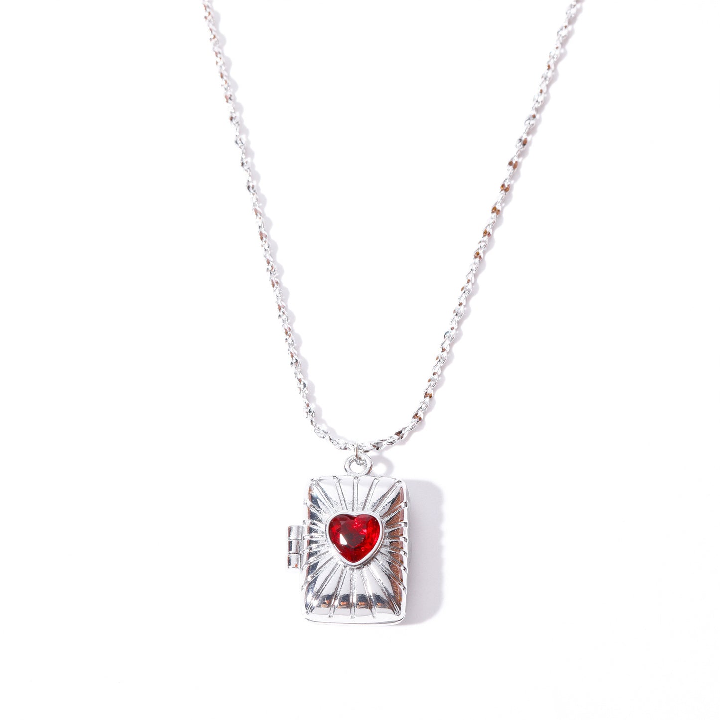 Silver Heart Locket Pendant Necklace