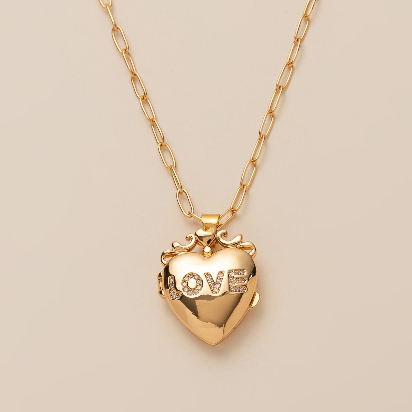 Love Heart Locket Pendant Necklace