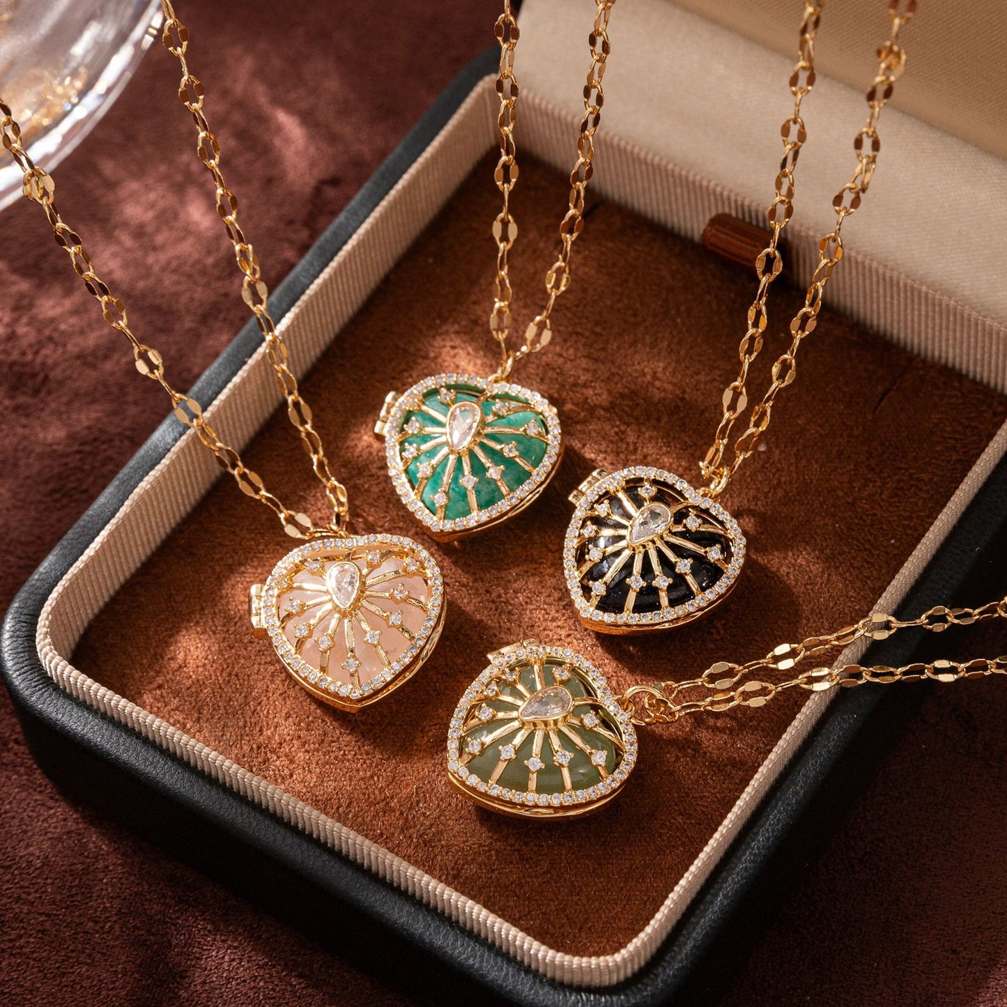 Radiant Heart Locket Pendant Necklace