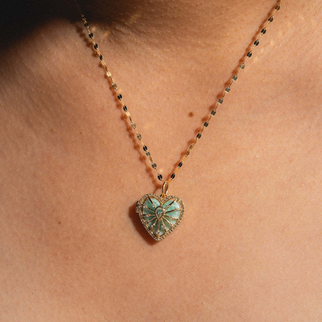 Radiant Heart Locket Pendant Necklace