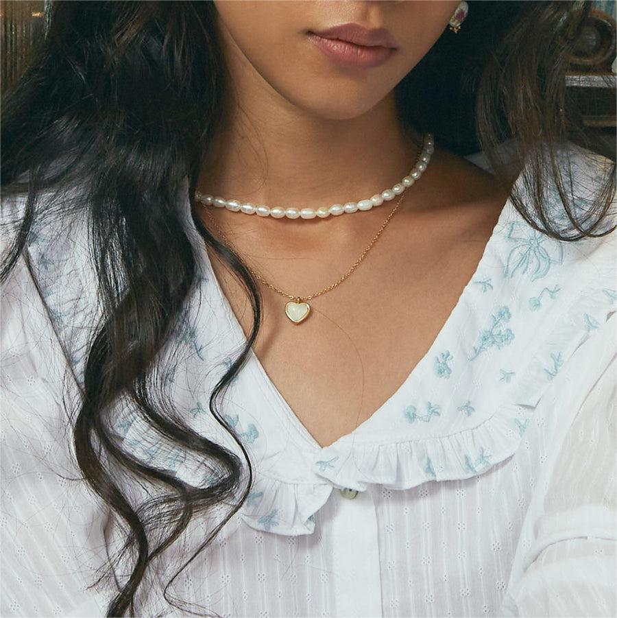 White Heart Necklace