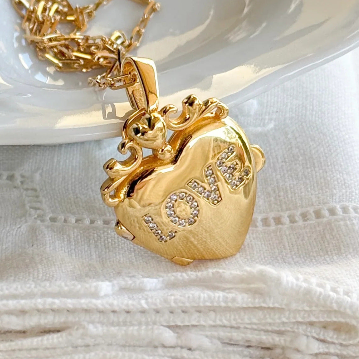 Love Heart Locket Pendant Necklace