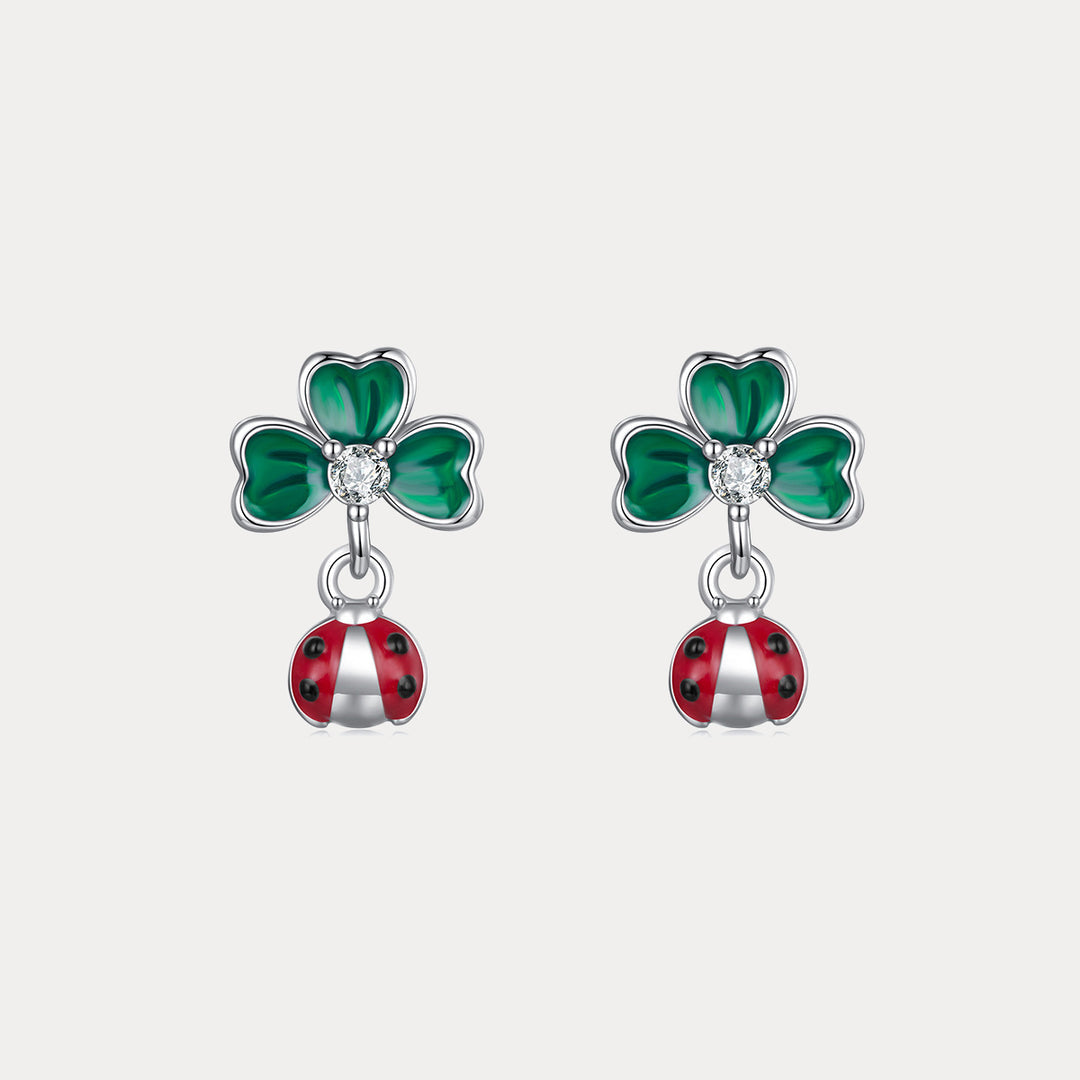 Four Leaf Clover Ladybug Earrings