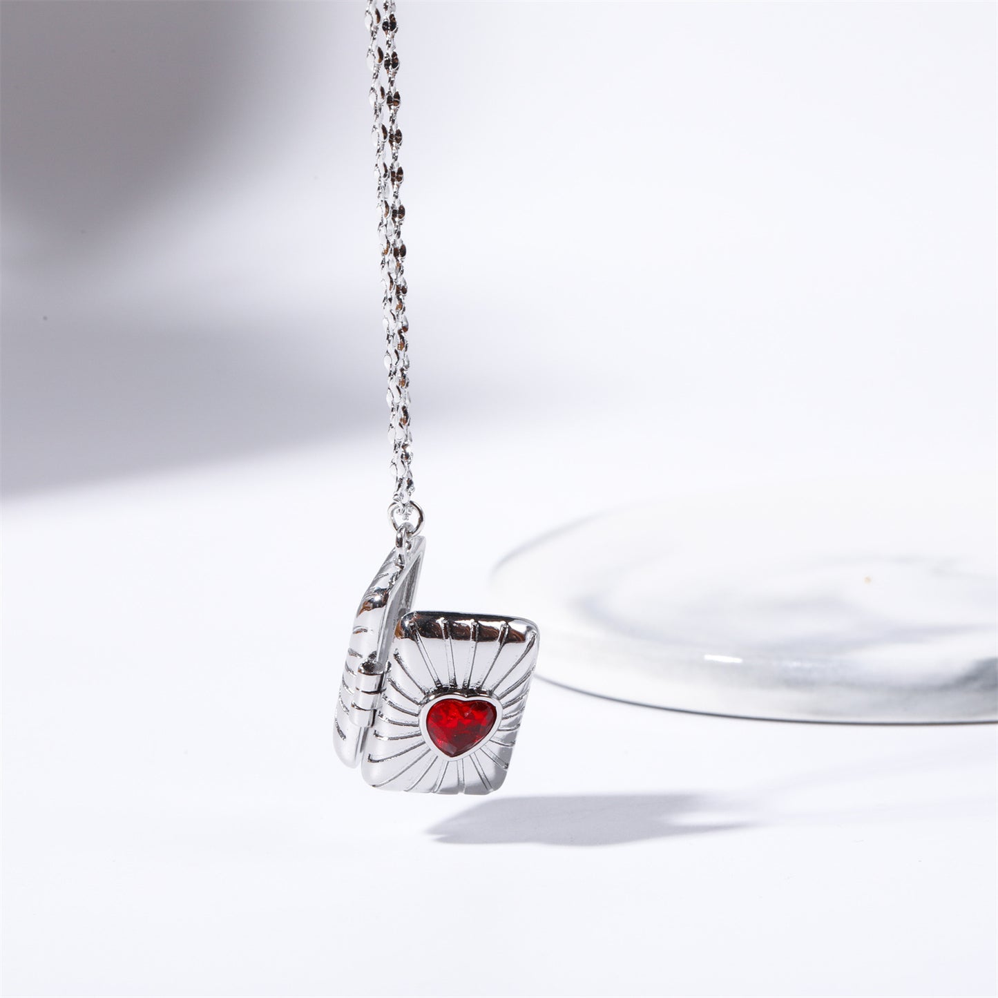 Silver Heart Locket Pendant Necklace