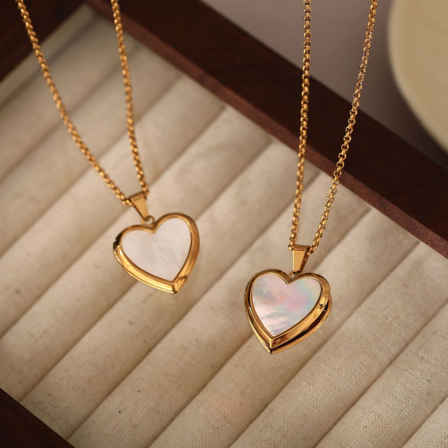 Golden Heart Locket Pendant Necklace