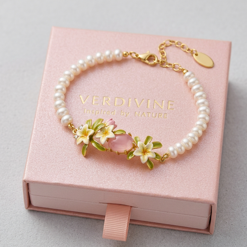 Plumeria Pearl Bracelet