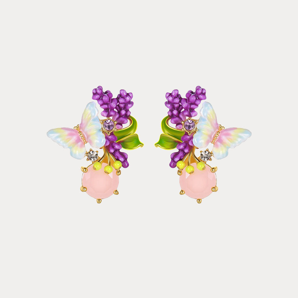 Lavender Butterfly Stud Earrings