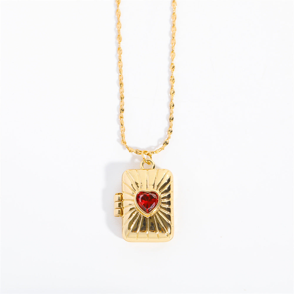 Golden Heart Locket Pendant Necklace