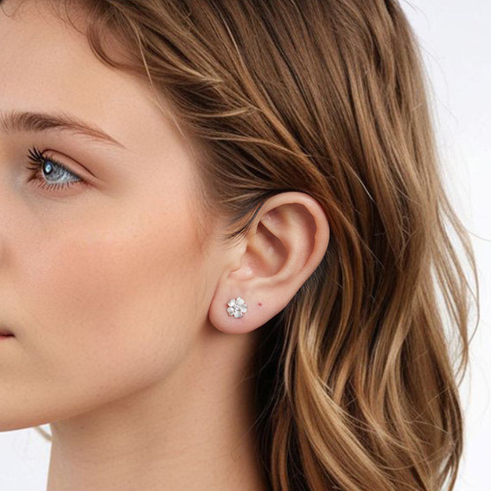 Silver Flower Stud Earrings