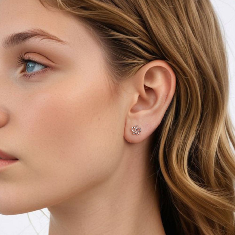 Silver Butterfly Stud Earrings