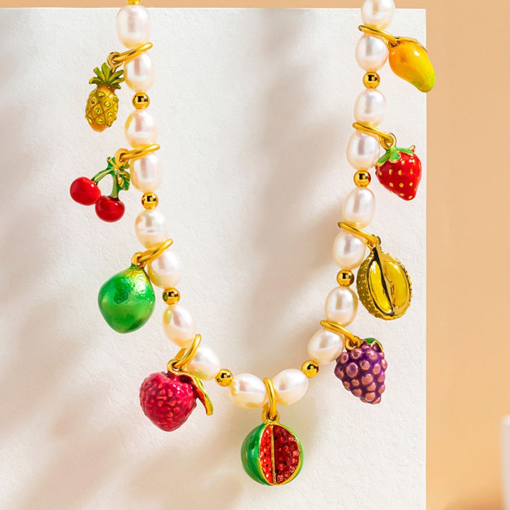 Personalized Fruit Necklace With Pearls