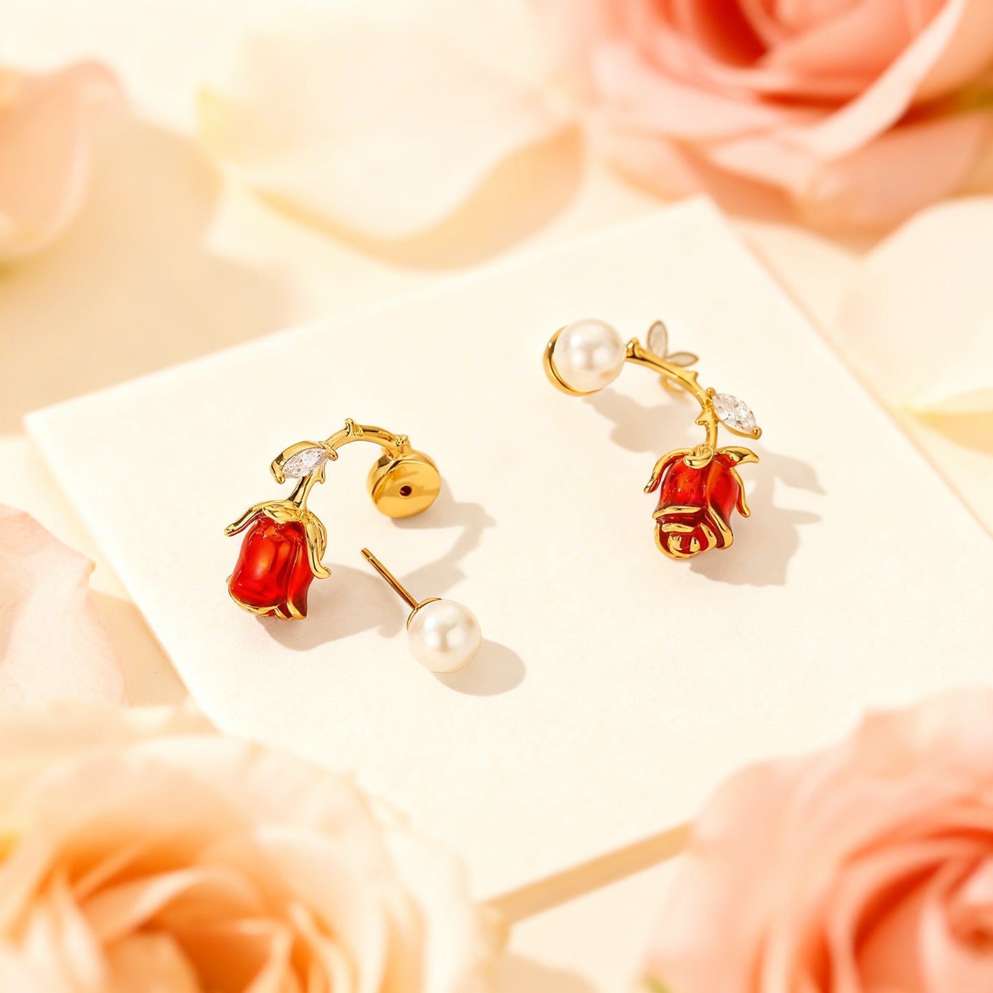 Rose Pearl Stud Earrings