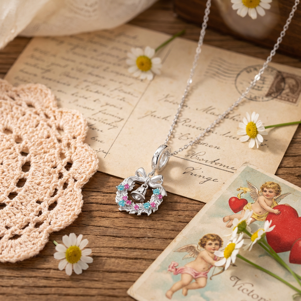 Christmas Bell Wreath Necklace