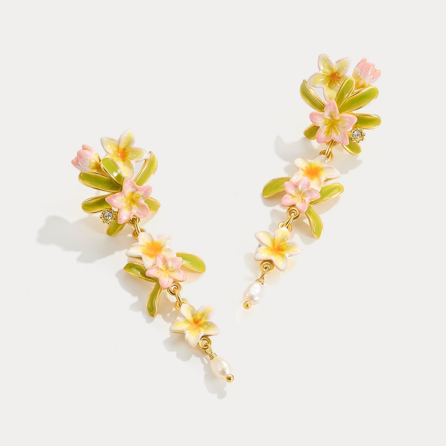 Plumeria Pearl Drop Earrings
