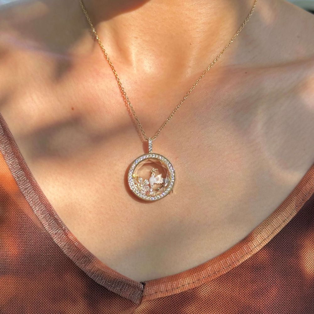 Personalized Halo Charm Box Necklace
