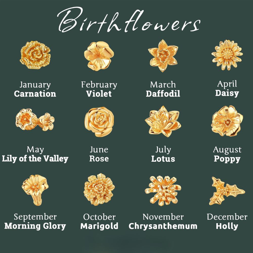 Floral Cross Birth Flower Neckalce