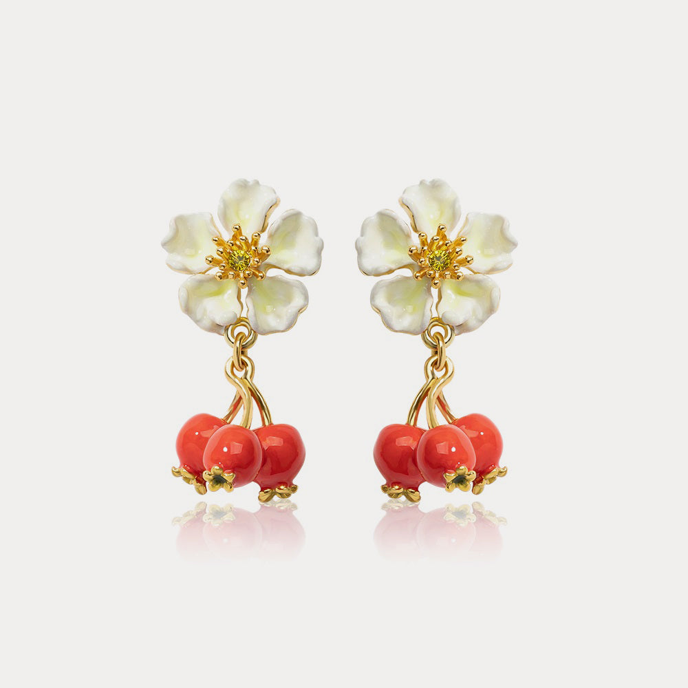 Cranberry Flower Earrings