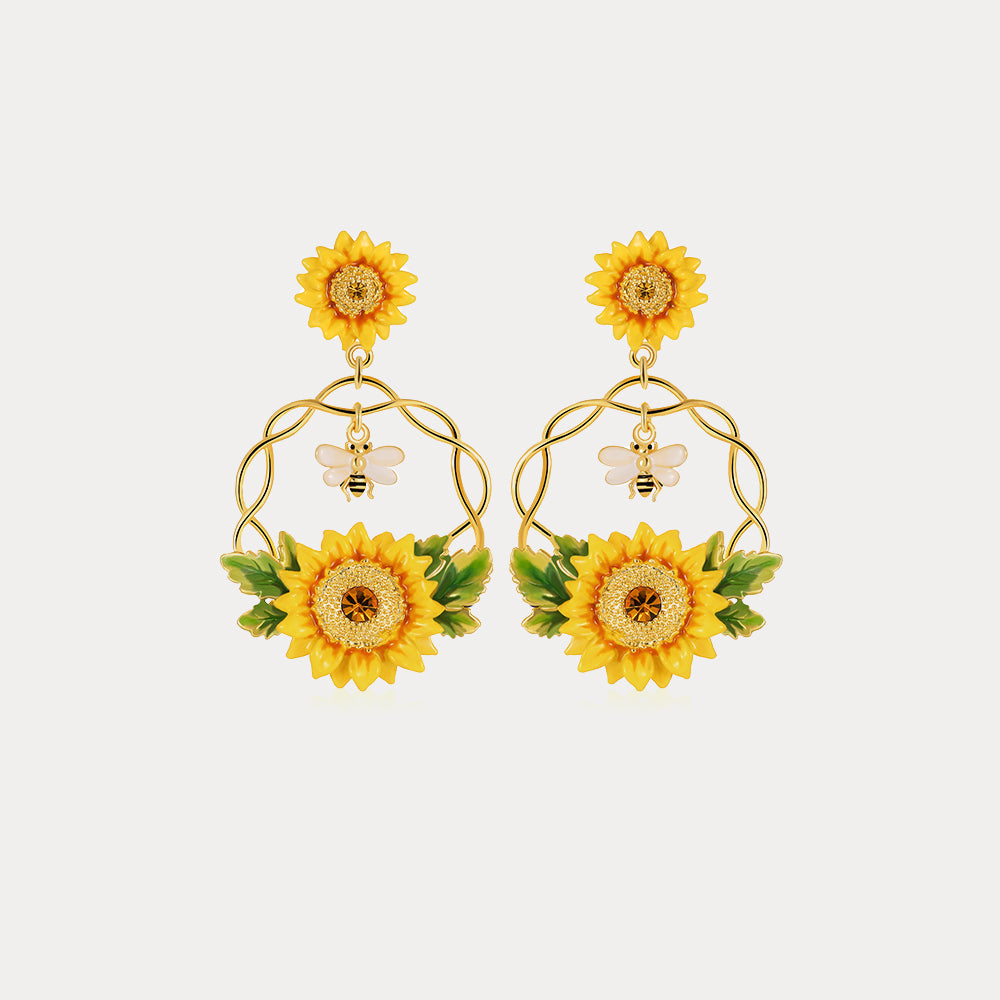 Sunflower Hoop Earrings