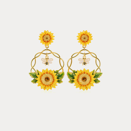 Sunflower Hoop Earrings