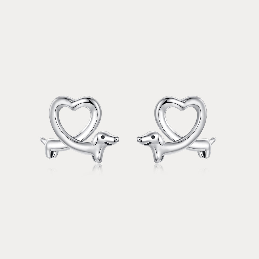 Heart Dachshund Stud Earrings