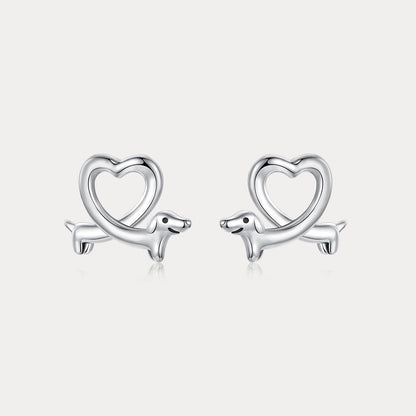 Heart Dachshund Stud Earrings