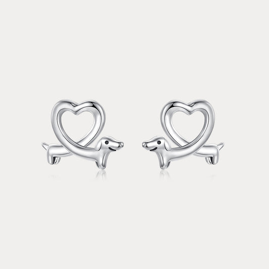 Heart Dachshund Stud Earrings