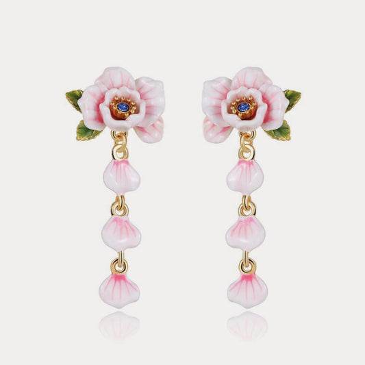 Pink Rose Tassel Earrings