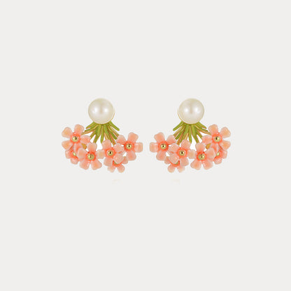 Pink Verbena Stud Earrings