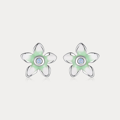 Green Flower Stud Earrings