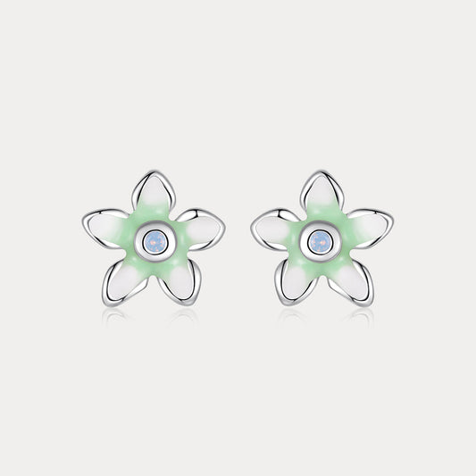 Green Flower Stud Earrings